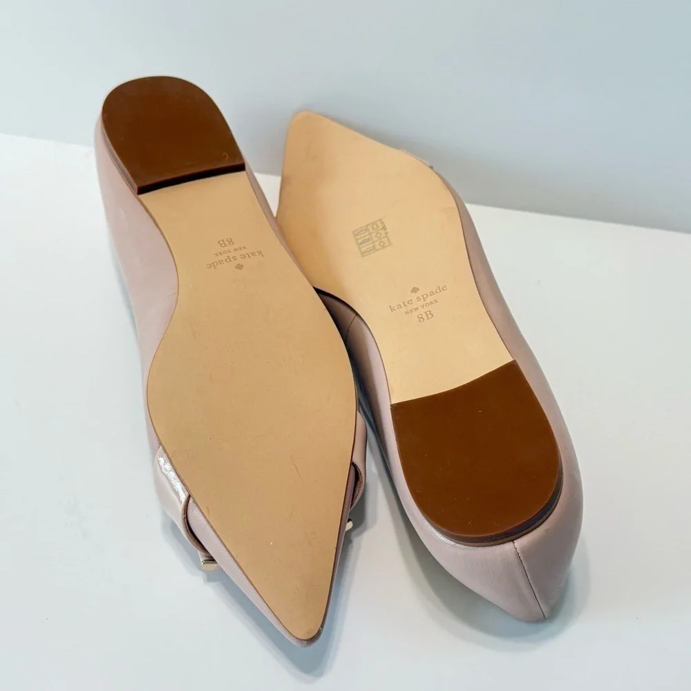 Kate Spade Deneuve Blush Pink Leather Pointed Toe Ballet Flats Slip On Size 8B
